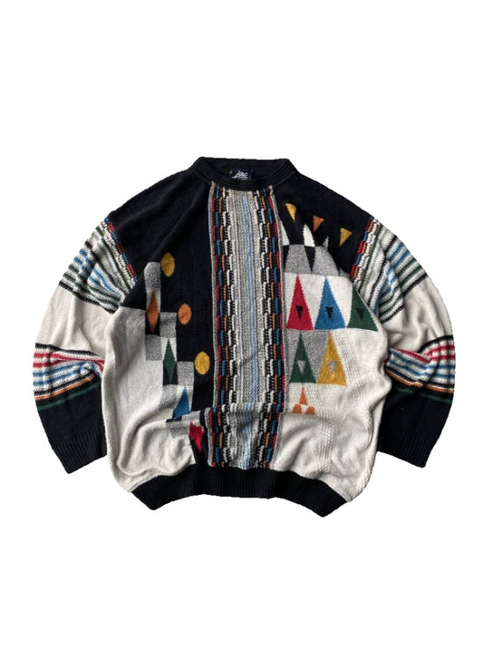 Vintage Geometric Abstract Knit Sweater L Lautaro archive